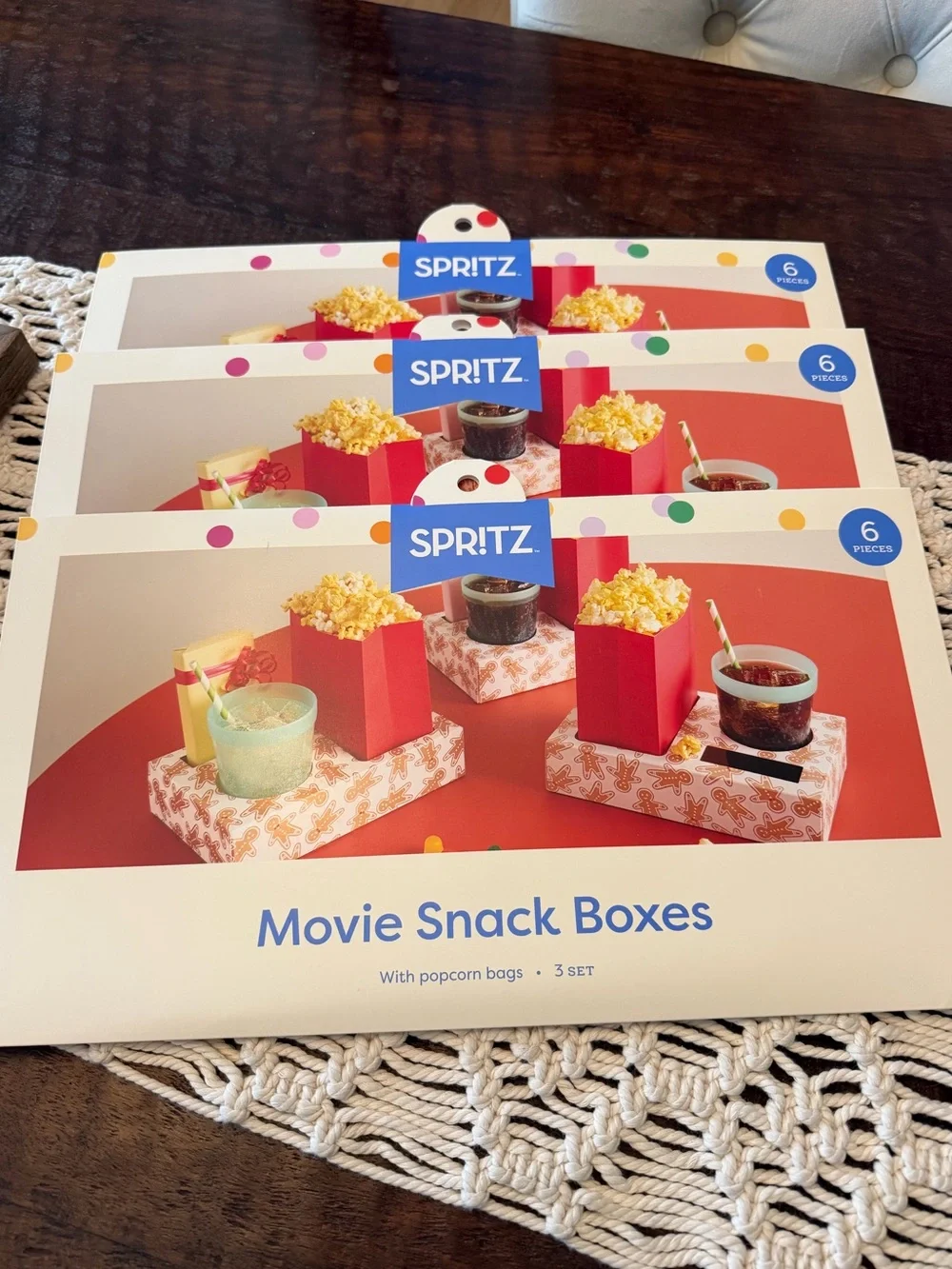 Spritz Movie Snack Boxes with Popcorn Bags - 3 pack x 3 sets - New